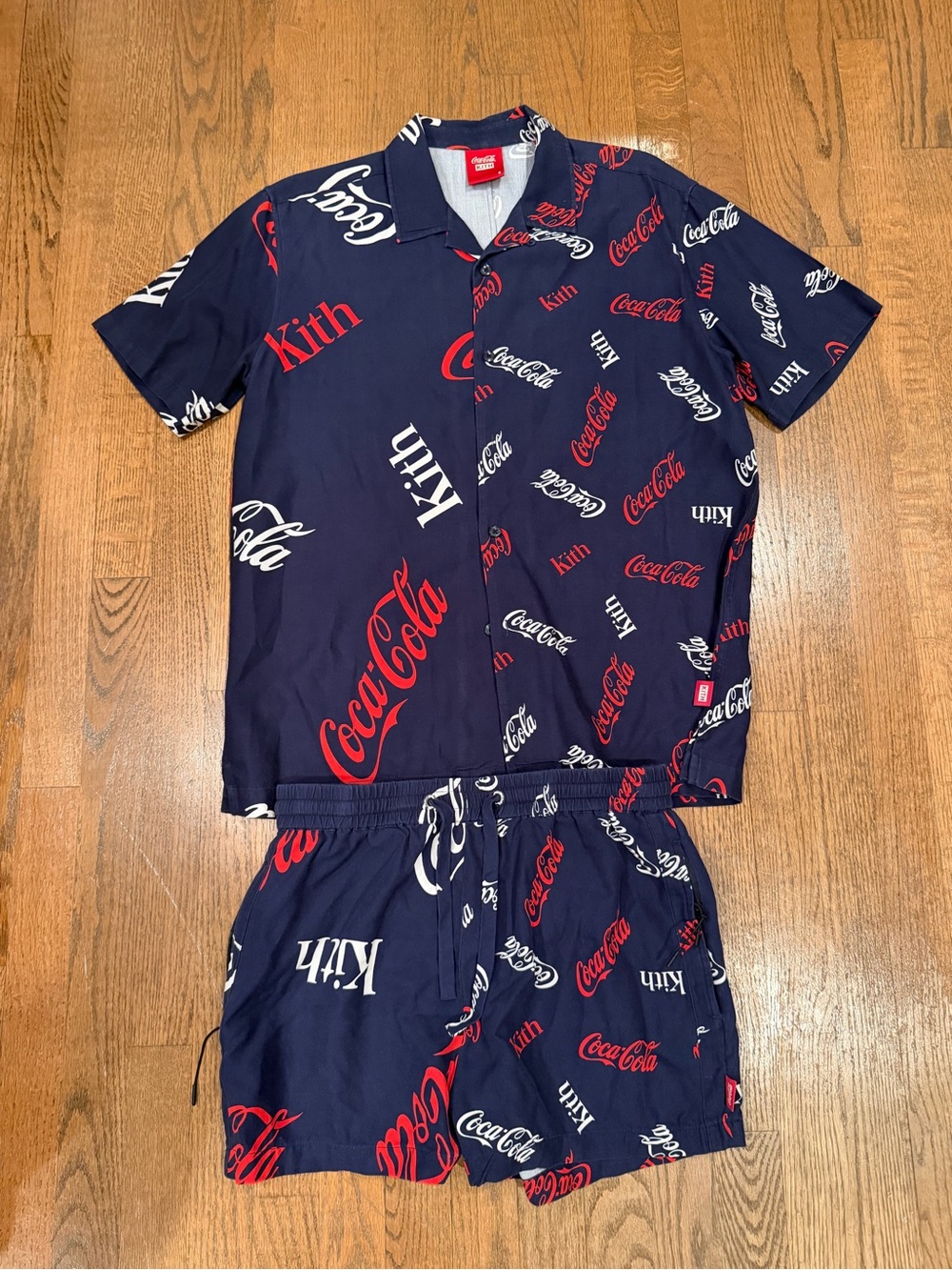 Kith Navy Red White Coca-Cola Logo Short Sleeve Shirt and Shorts Set